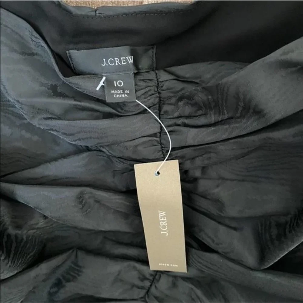 J. Crew Ruched Puff Sleeve Cropped Top in Black Size 10 NWT